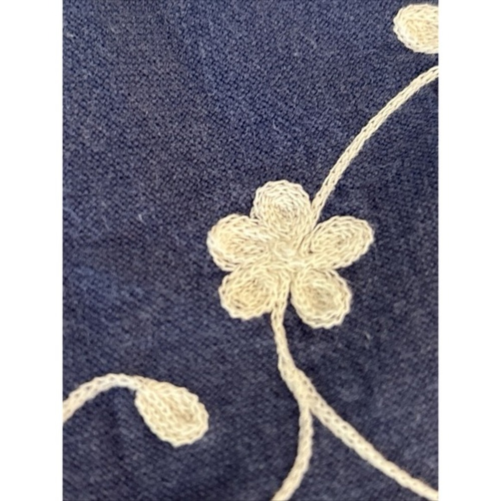 Pottery Barn Floral Embroidered Blue Cream Table Runner 108"x16" - Picture 8 of 8